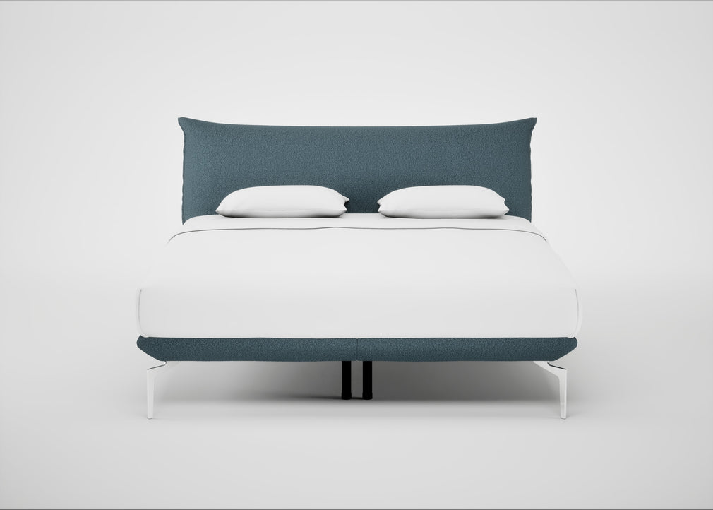 Aria Bed Super King / Nova Boucle Oxford Blue / Chrome