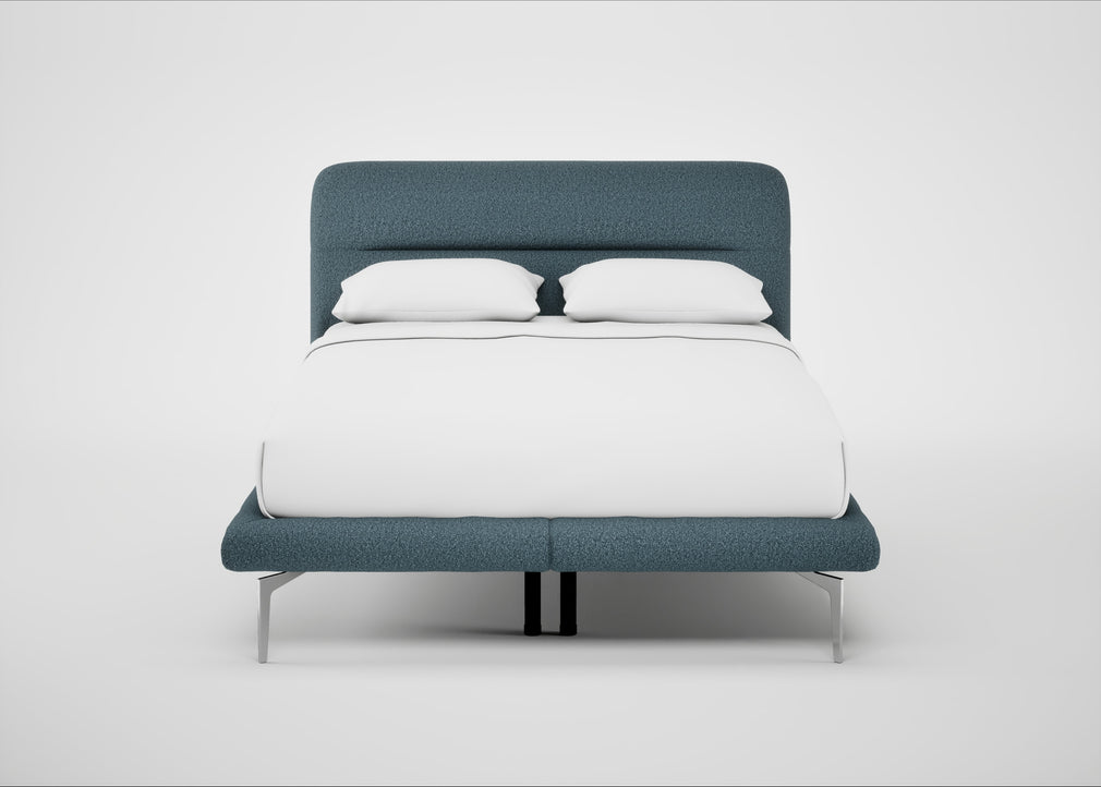 Gia Bed Double / Nova Boucle Oxford Blue / Chrome