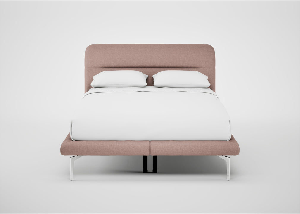 Gia Bed Double / Siena Cotton Dusky Pink / Chrome