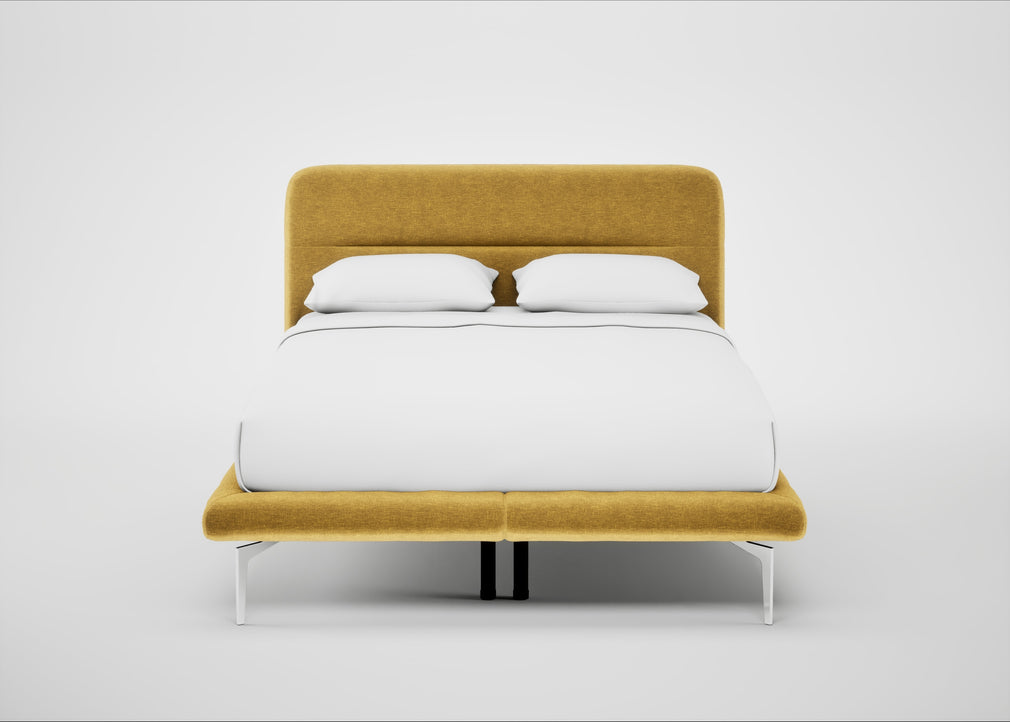 Gia Bed Double / Nova Velluto Corn / Chrome
