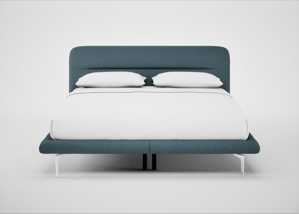 Gia Bed Super King / Nova Boucle Oxford Blue / Chrome