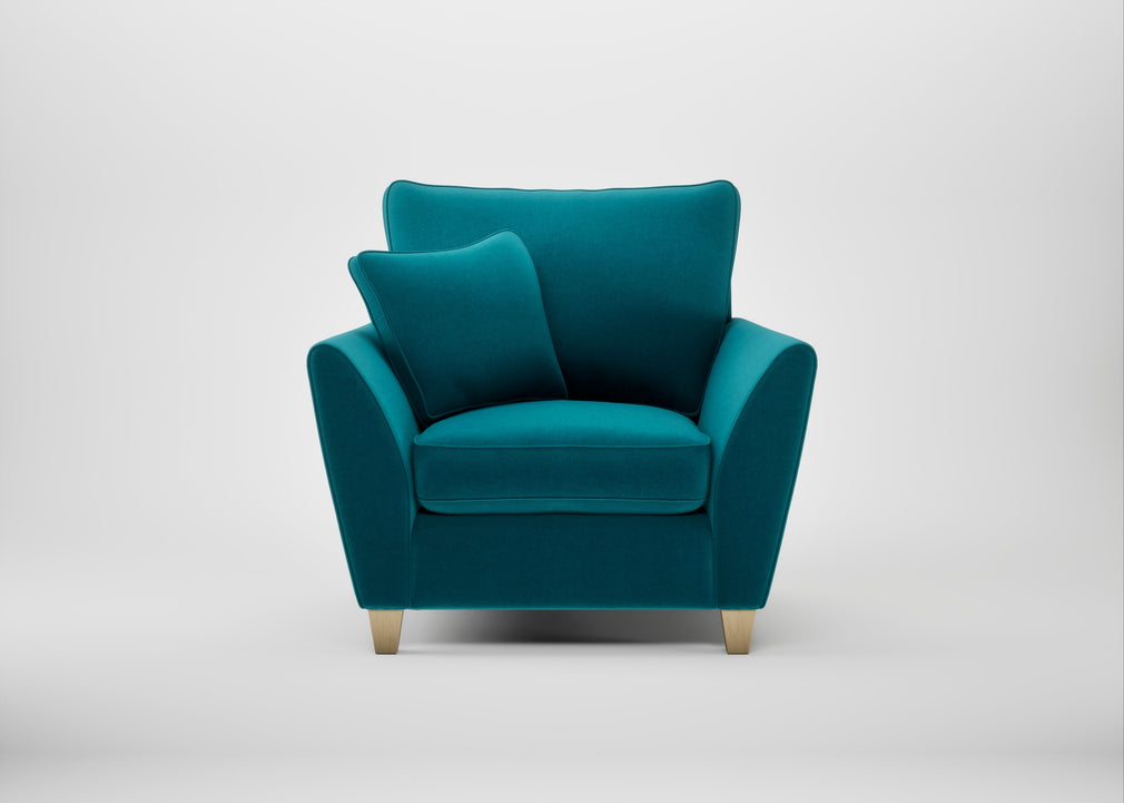 Torino Armchair Cotton Velvet Teal / Natural