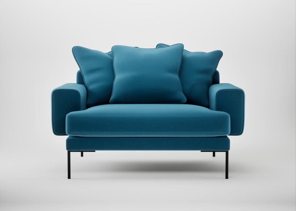 Torrington Loveseat Smart Velvet Ocean Blue