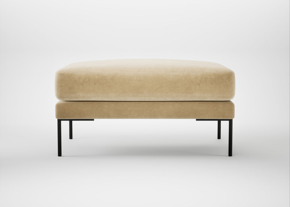 Torrington Ottoman Smart Luxe Velvet Biscuit