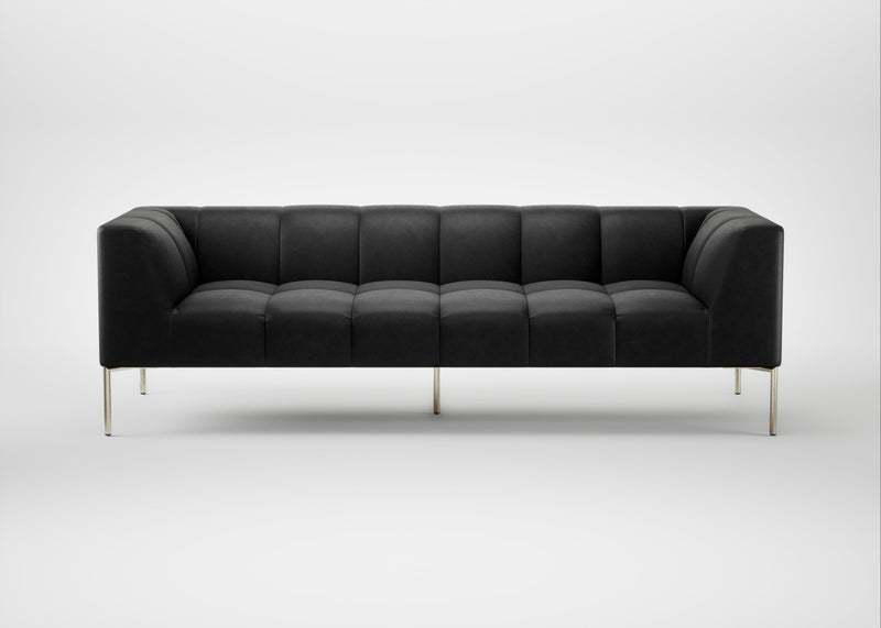 Quadro 4 Seater Sofa Leather Grain Graphite 063 / Stainless Steel