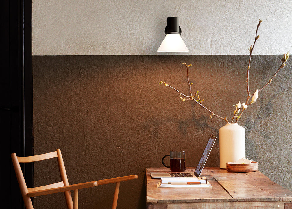 Type 80 Glass Wall Light Matte Black/Opal White