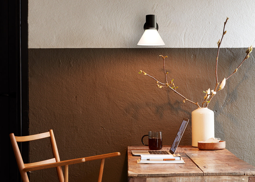 Type 80 Glass Wall Light Matte Black/Opal White