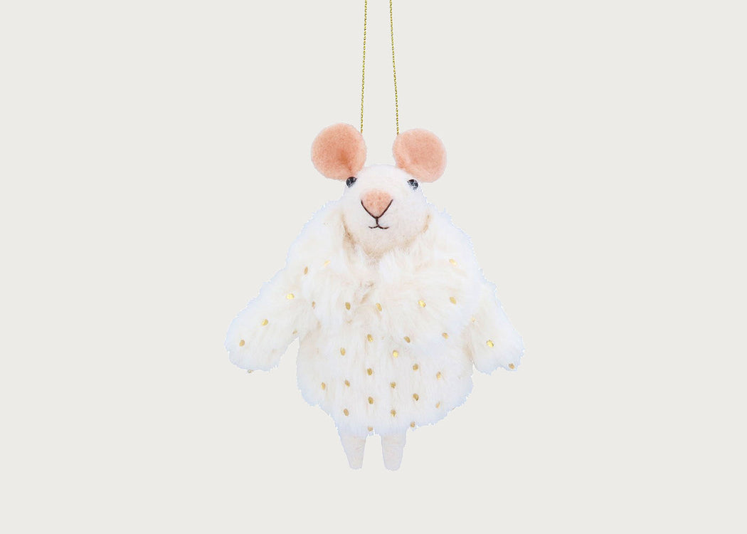 Mixed Wool Mouse with White Coat Decoration
