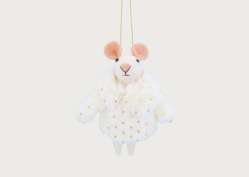 Mixed Wool Mouse with White Coat Decoration
