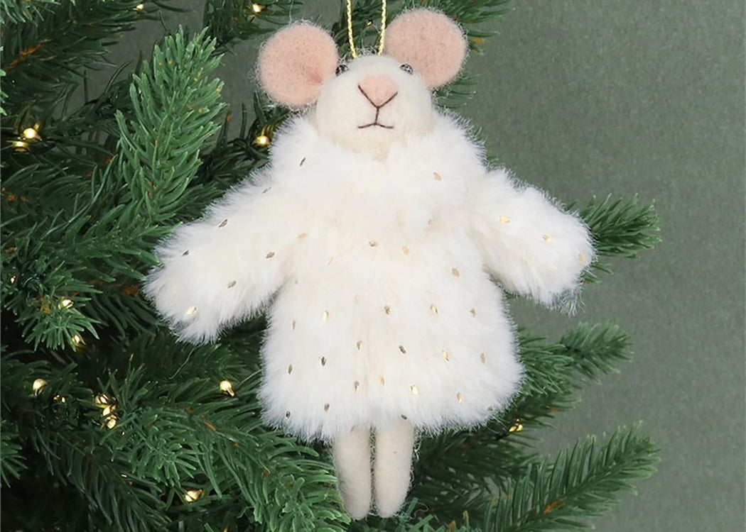 Mixed Wool Mouse with White Coat Decoration
