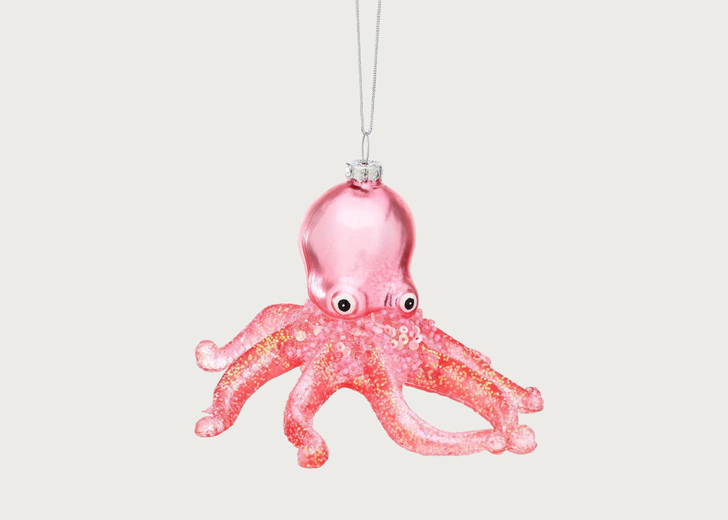 Pink Glitter Octopus Shaped Bauble