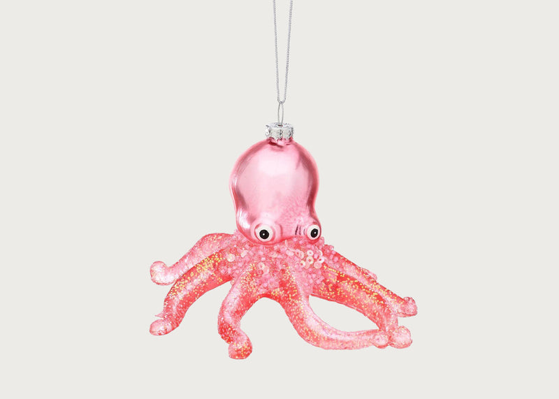 Pink Glitter Octopus Shaped Bauble
