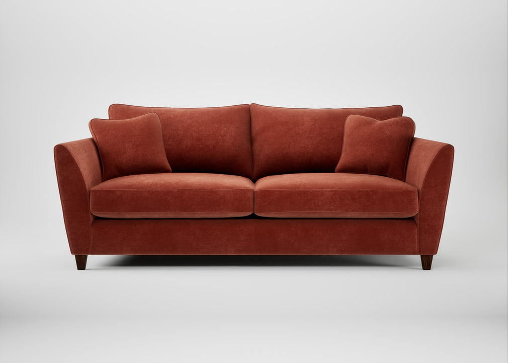 Torino 4 Seater Sofa Smart Luxe Velvet Tawny / Walnut Stained