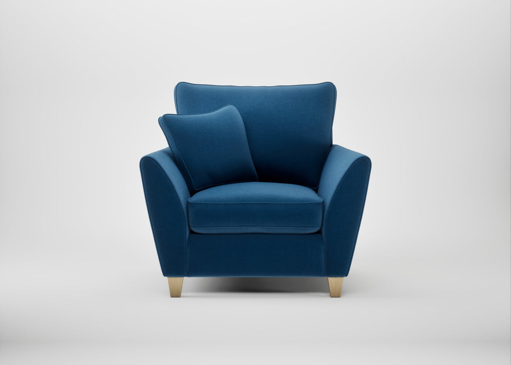 Torino Armchair Cotton Velvet Petrol / Natural