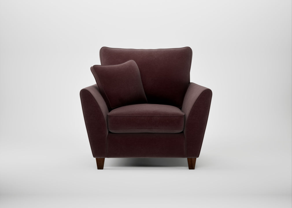 Torino Armchair Smart Luxe Velvet Acorn / Walnut Stained