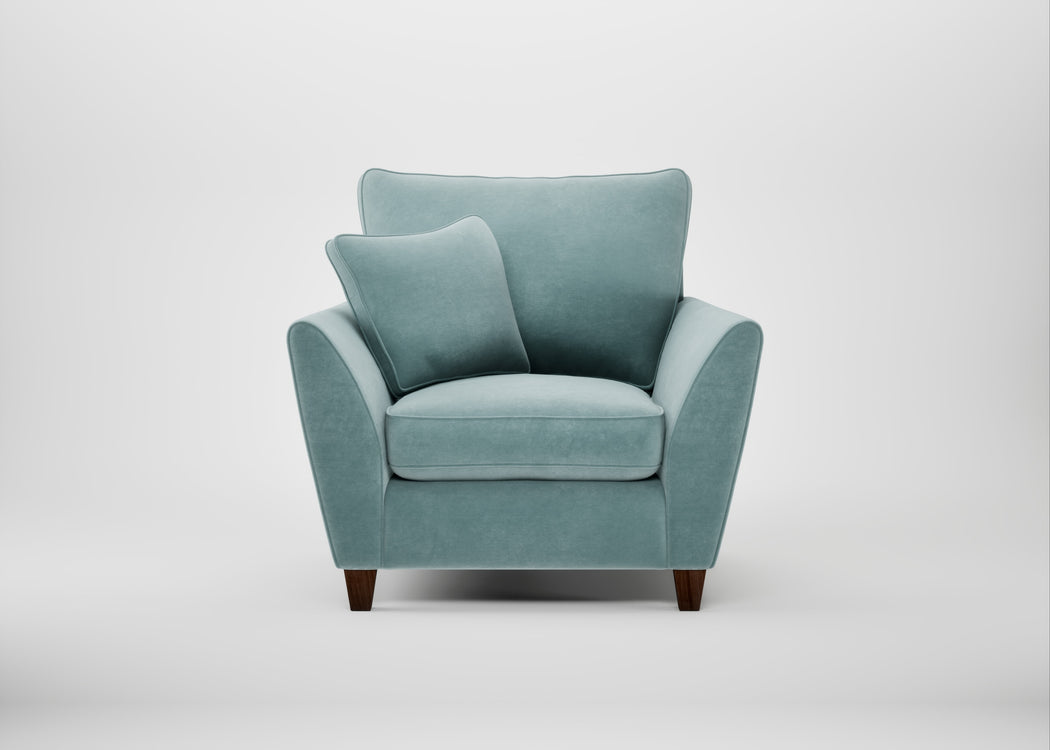 Torino Armchair Smart Luxe Velvet Mineral Blue / Walnut Stained