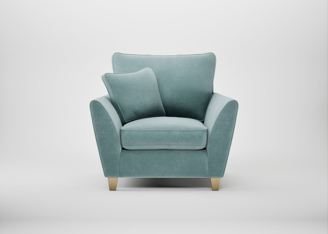 Torino Armchair Smart Luxe Velvet Mineral Blue / Natural