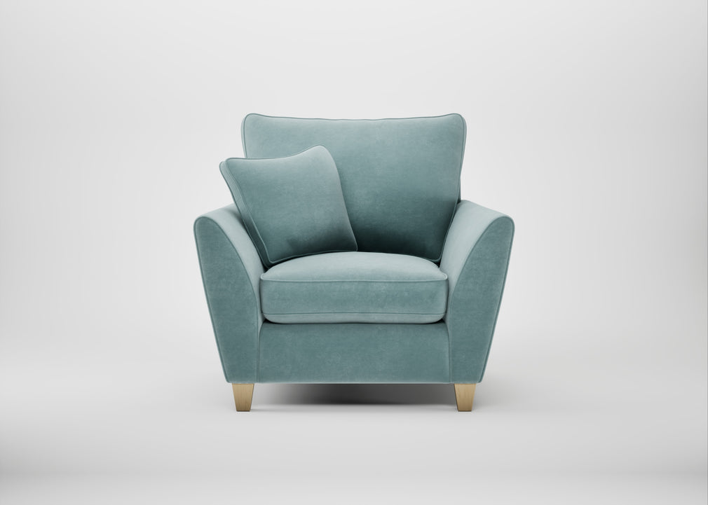 Torino Armchair Smart Luxe Velvet Mineral Blue / Natural