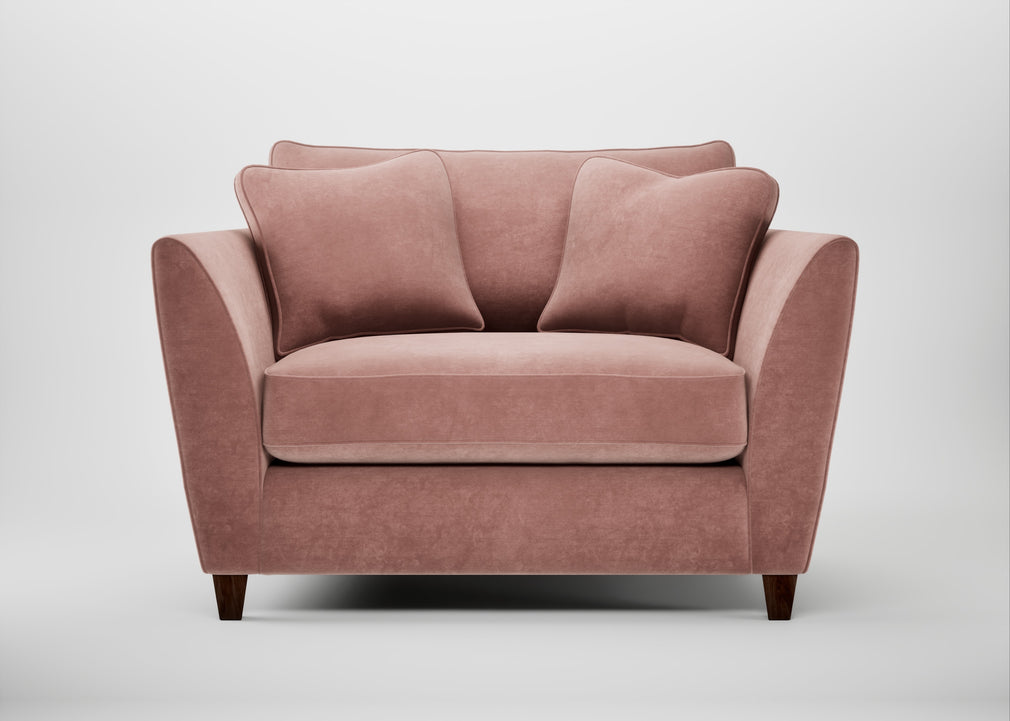 Torino Loveseat Smart Luxe Velvet Dusky Pink / Walnut Stained