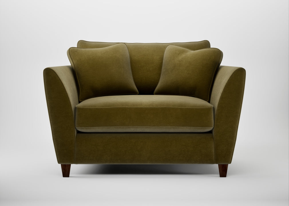 Torino Loveseat Smart Luxe Velvet Peridot / Walnut Stained