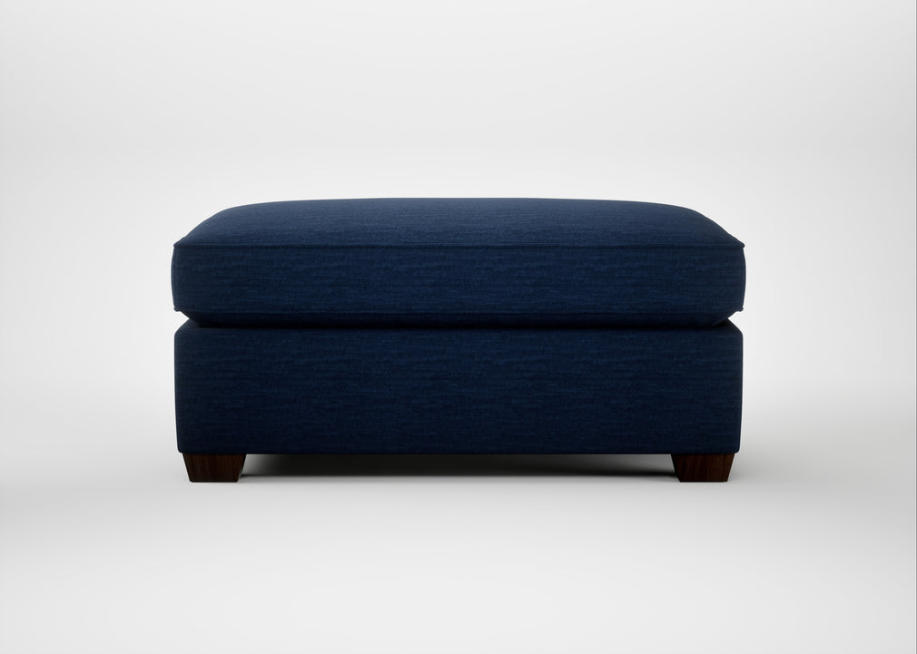 Torino Footstool Broad Weave Lagoon / Walnut Stained