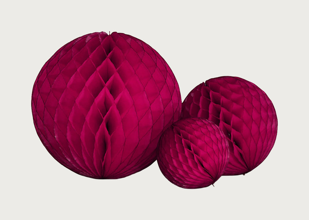 Honeycomb Ball Decoration Garnet Set of 3