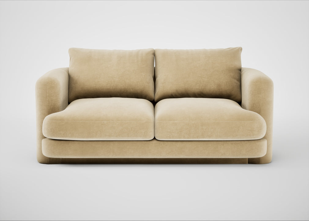Rafi 2 Seater Sofa Smart Luxe Velvet Biscuit