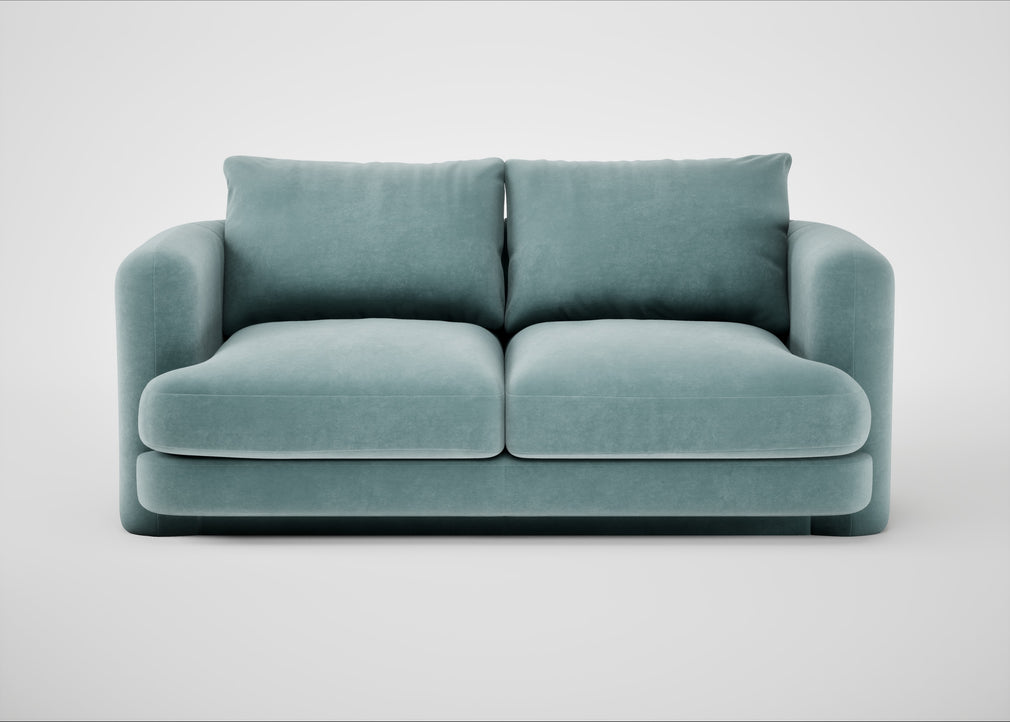 Rafi 2 Seater Sofa Smart Luxe Velvet Mineral Blue