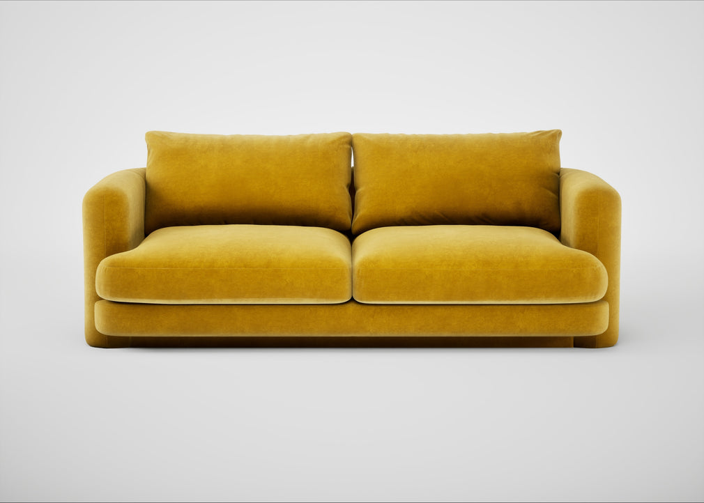 Rafi 3 Seater Sofa Smart Luxe Velvet Canary