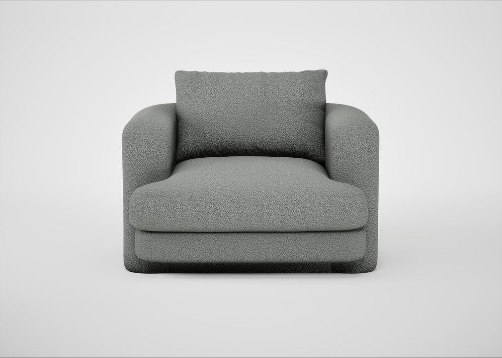 Rafi Armchair Boucle Steel / Non-Swivel