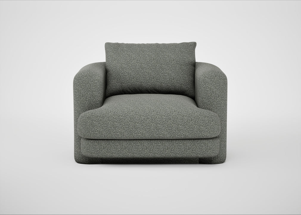 Rafi Armchair Boucle Tweed Lapis / Non-Swivel
