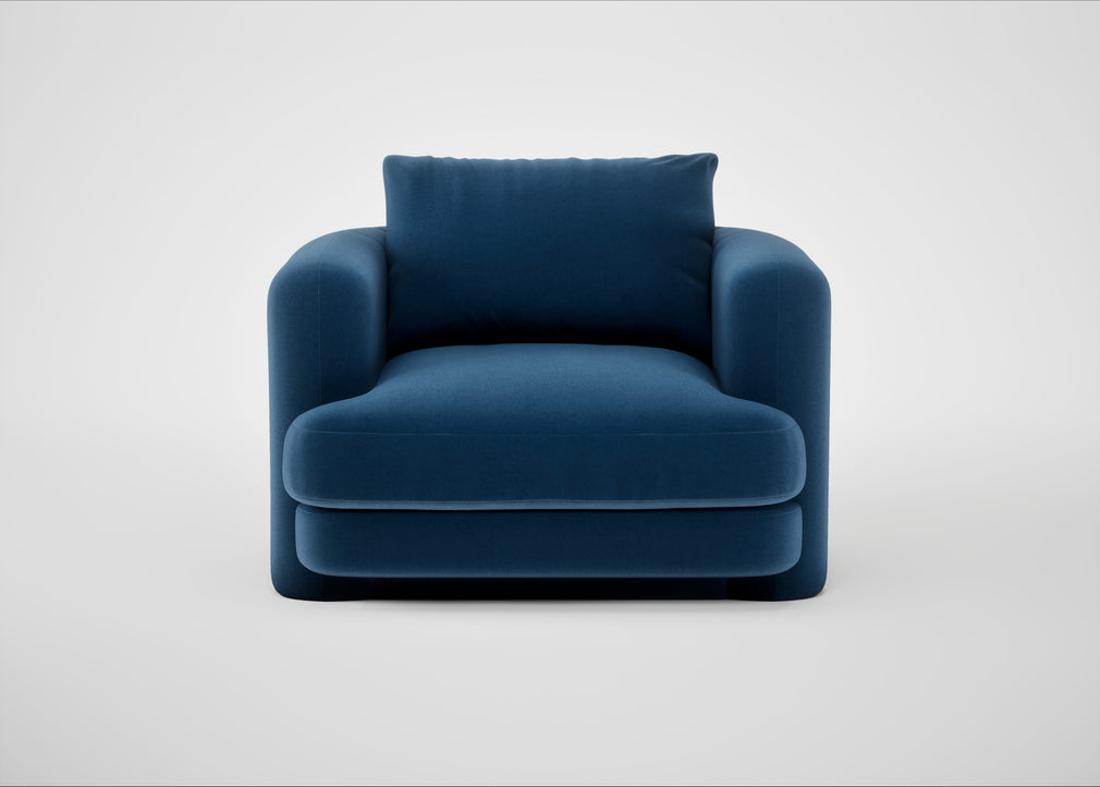 Rafi Armchair Cotton Velvet Petrol / Non-Swivel