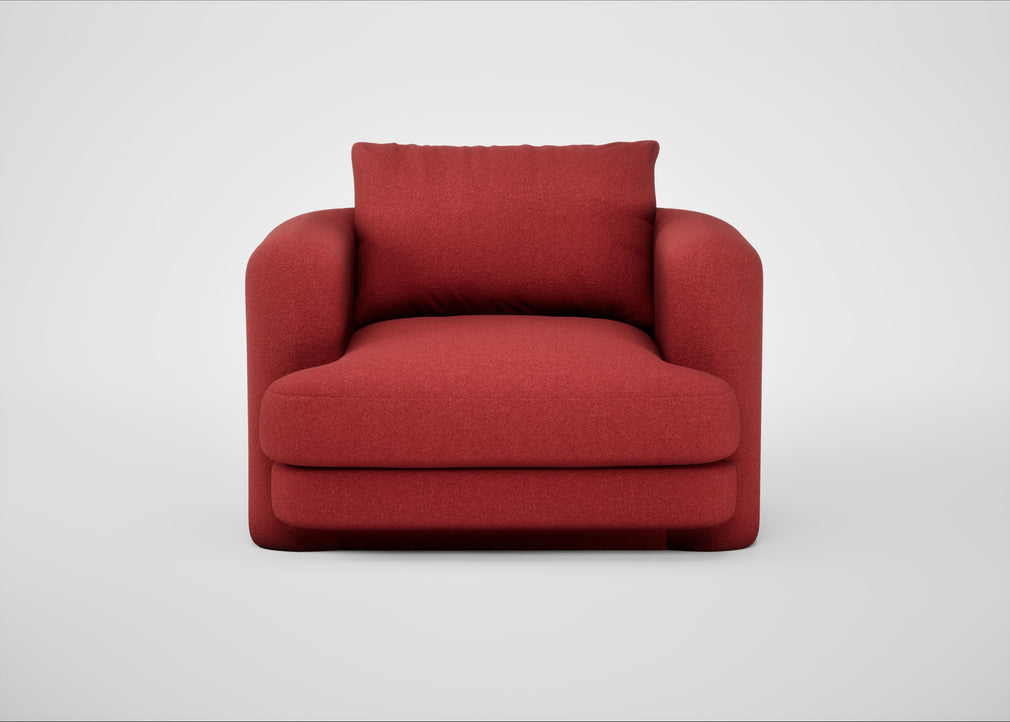 Rafi Armchair Melton Wool Red Oxide / Non-Swivel