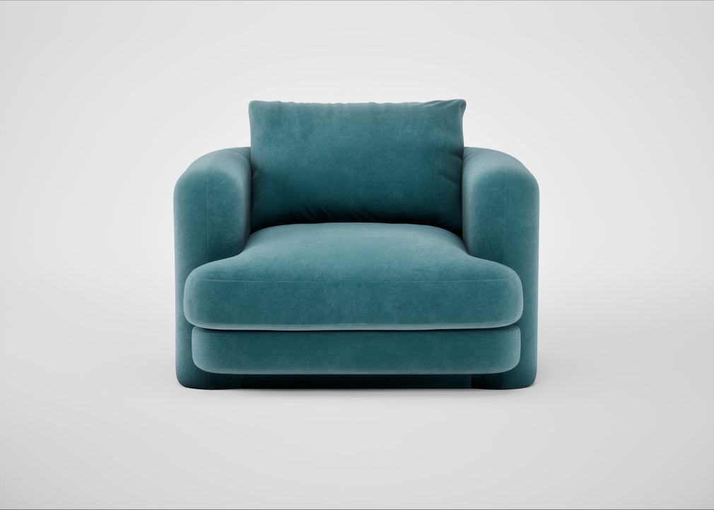 Rafi Armchair Smart Luxe Velvet Airforce Blue / Non-Swivel
