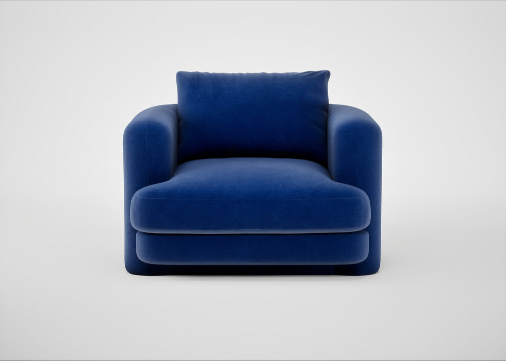 Rafi Armchair Smart Luxe Velvet Azure / Non-Swivel