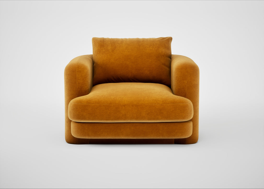 Rafi Armchair Smart Luxe Velvet Cognac / Non-Swivel
