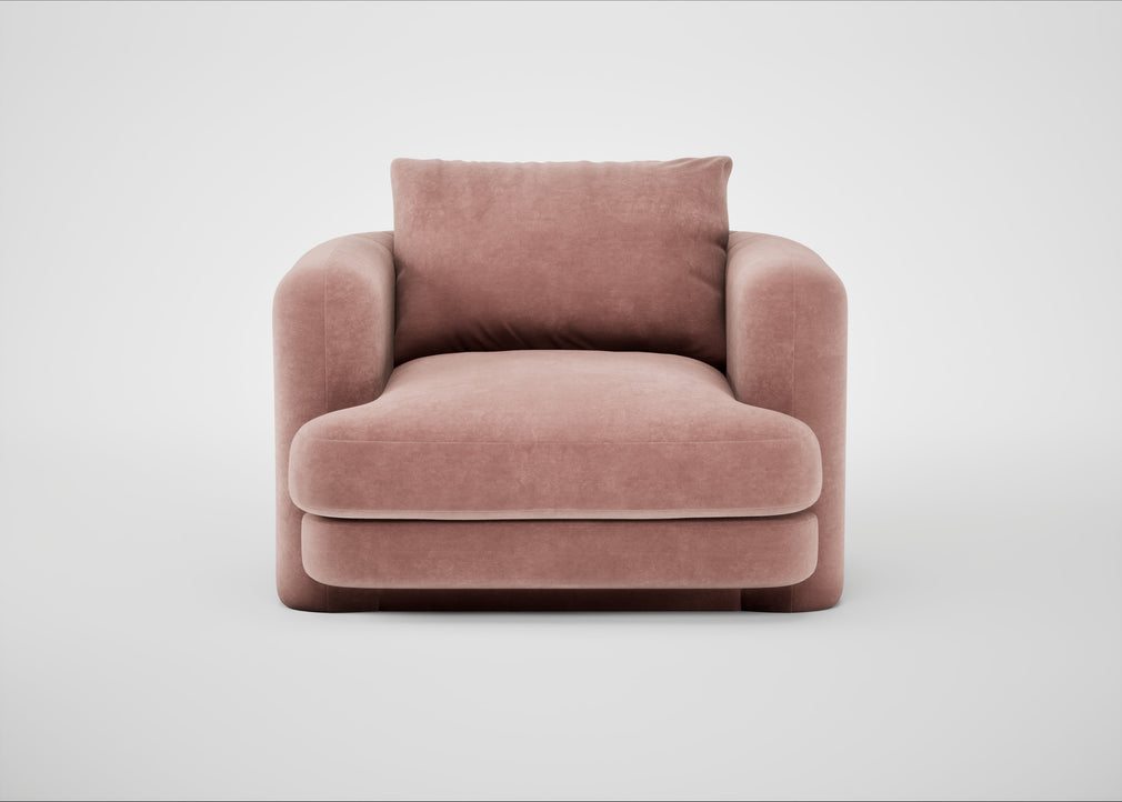 Rafi Armchair Smart Luxe Velvet Dusky Pink / Non-Swivel