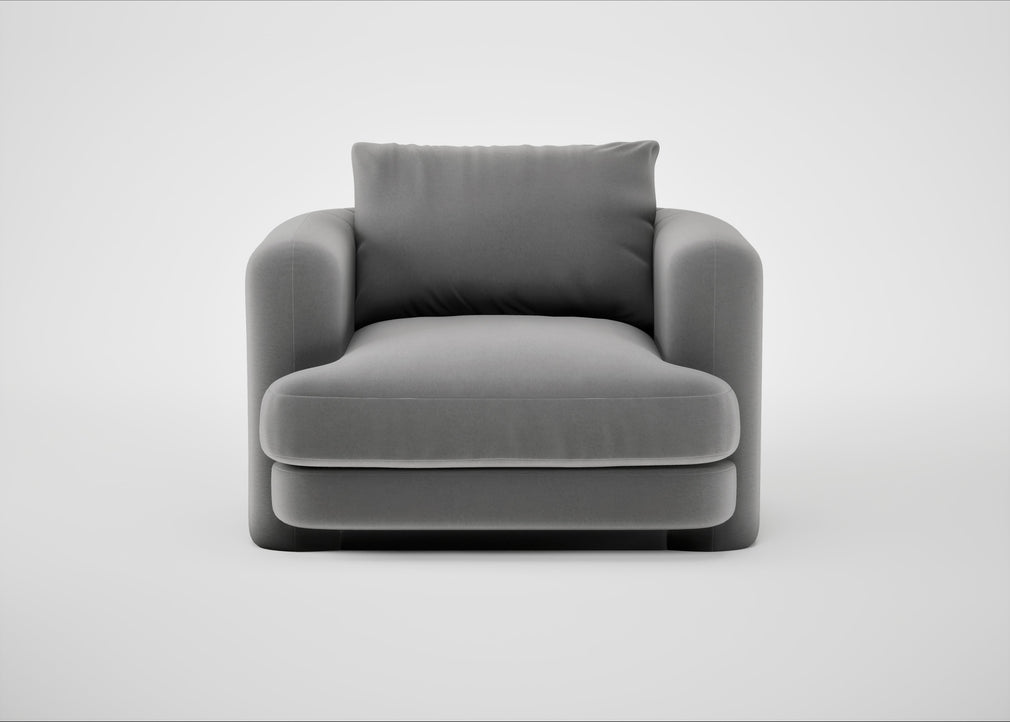 Rafi Armchair Smart Velvet Mercury / Non-Swivel