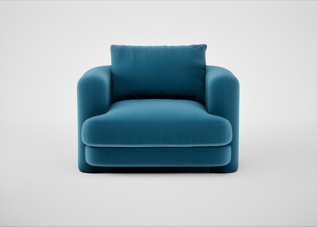 Rafi Armchair Smart Velvet Ocean Blue / Non-Swivel
