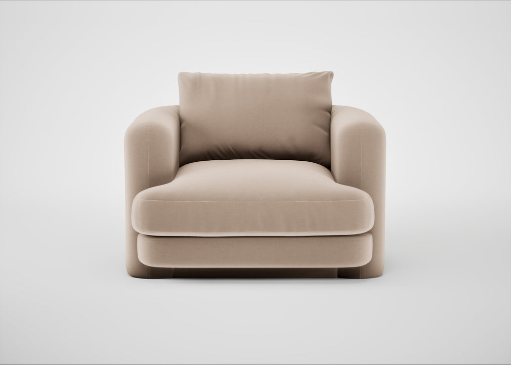 Rafi Armchair Smart Velvet Pebble / Non-Swivel