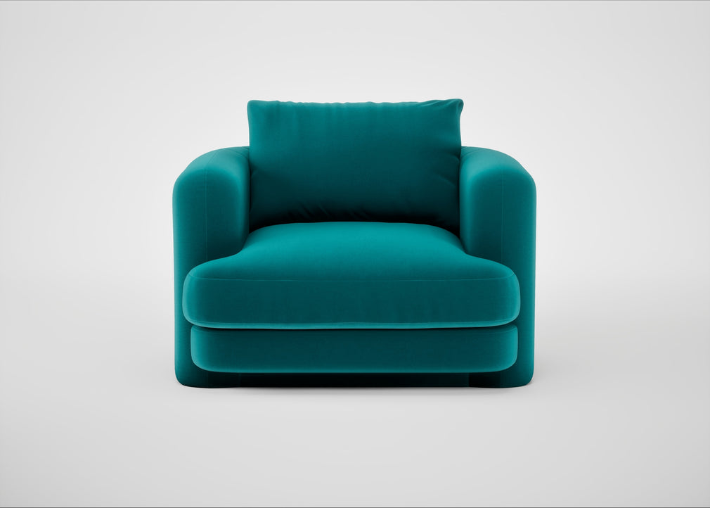Rafi Armchair Smart Velvet Petrol / Non-Swivel
