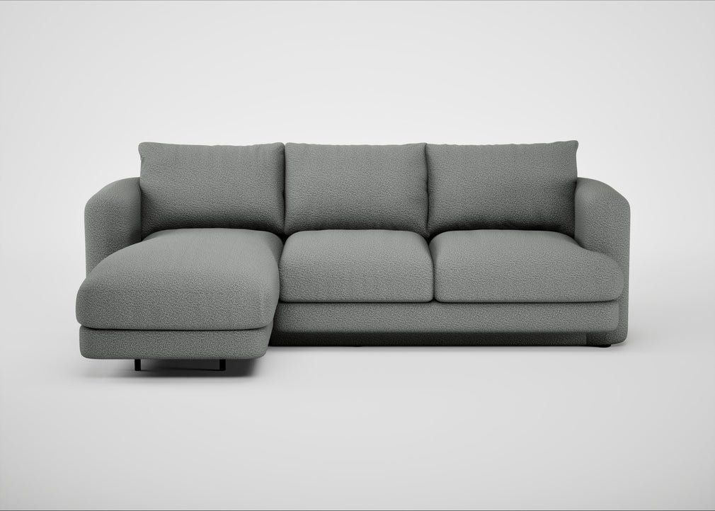 Rafi Left Hand Facing Chaise Sofa Boucle Steel