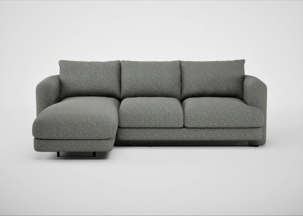 Rafi Left Hand Facing Chaise Sofa Boucle Tweed Lapis