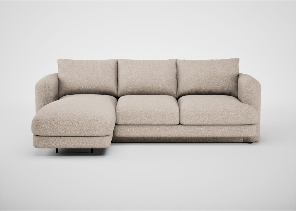 Rafi Left Hand Facing Chaise Sofa Boucle Tweed Pearl