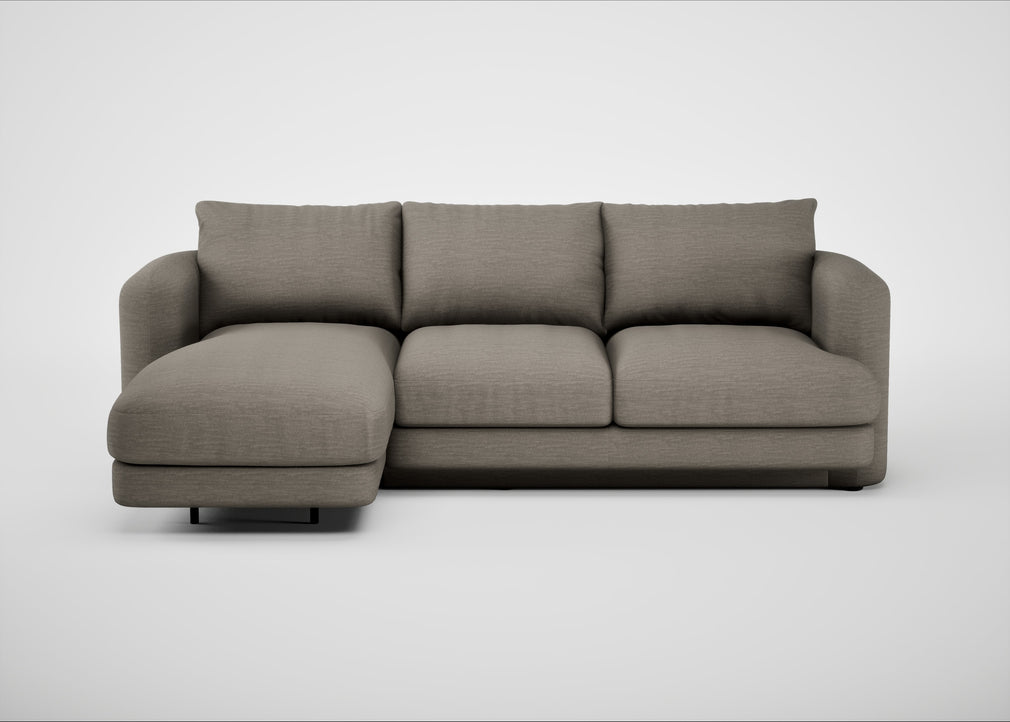 Rafi Left Hand Facing Chaise Sofa Broad Weave Pebble