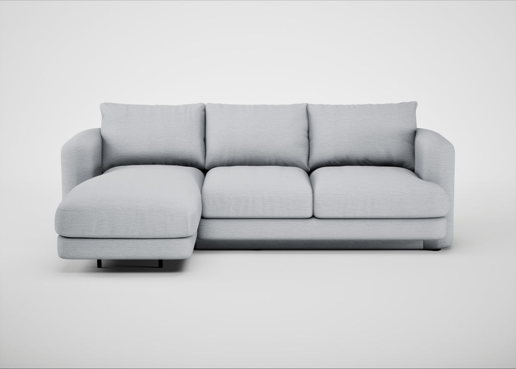 Rafi Left Hand Facing Chaise Sofa Broad Weave Tin