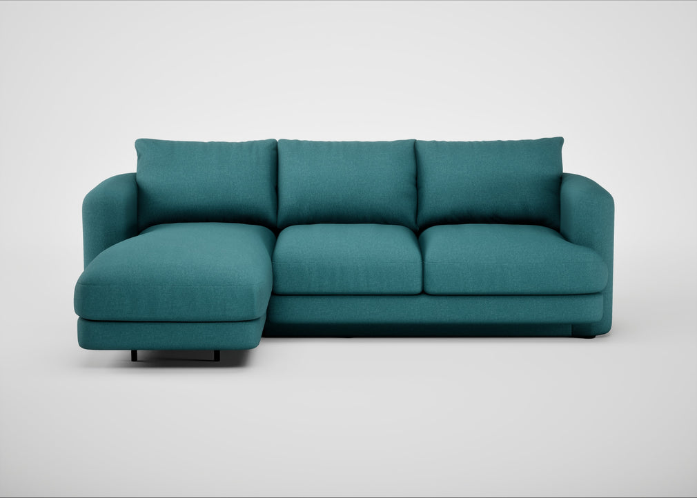 Rafi Left Hand Facing Chaise Sofa Brushed Cotton Cadet