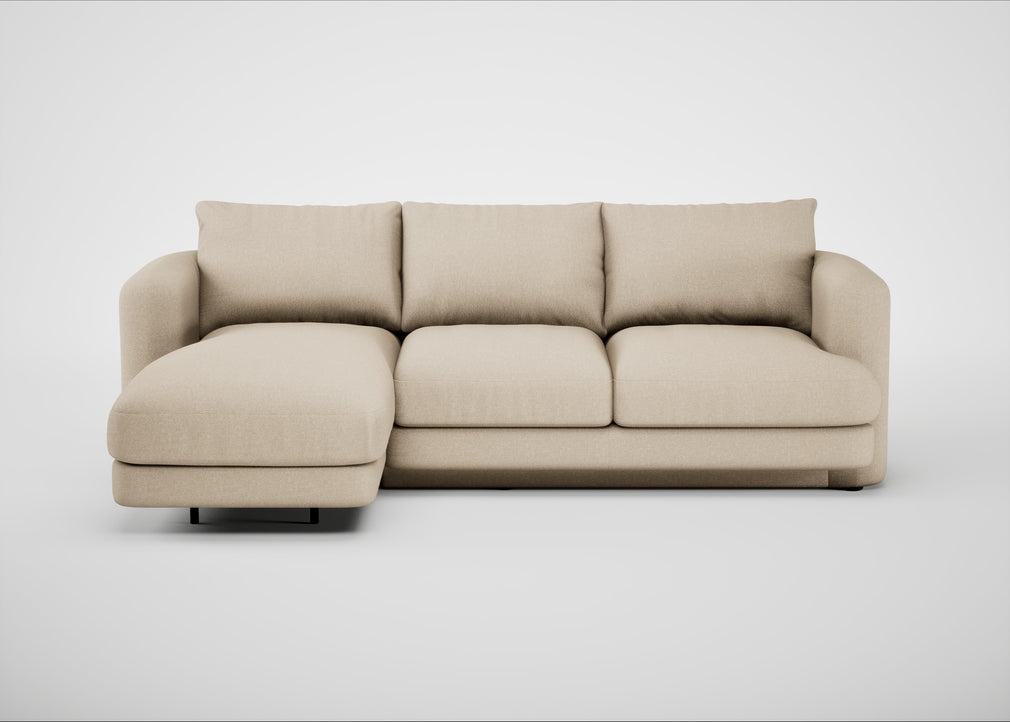 Rafi Left Hand Facing Chaise Sofa Brushed Cotton Oat