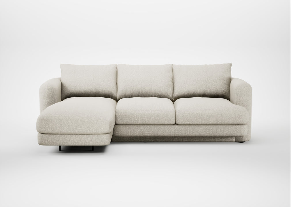 Rafi Left Hand Facing Chaise Sofa Chunky Boucle Ecru
