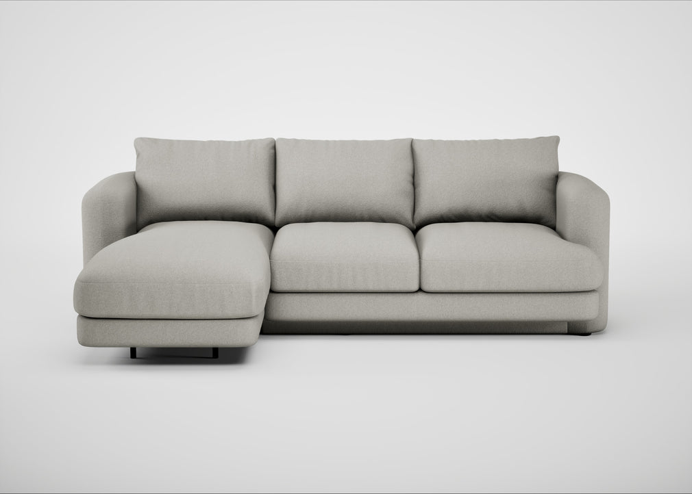 Rafi Left Hand Facing Chaise Sofa Melton Wool Limestone